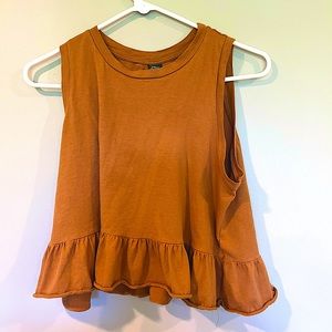 Light Brown ruffled tank top